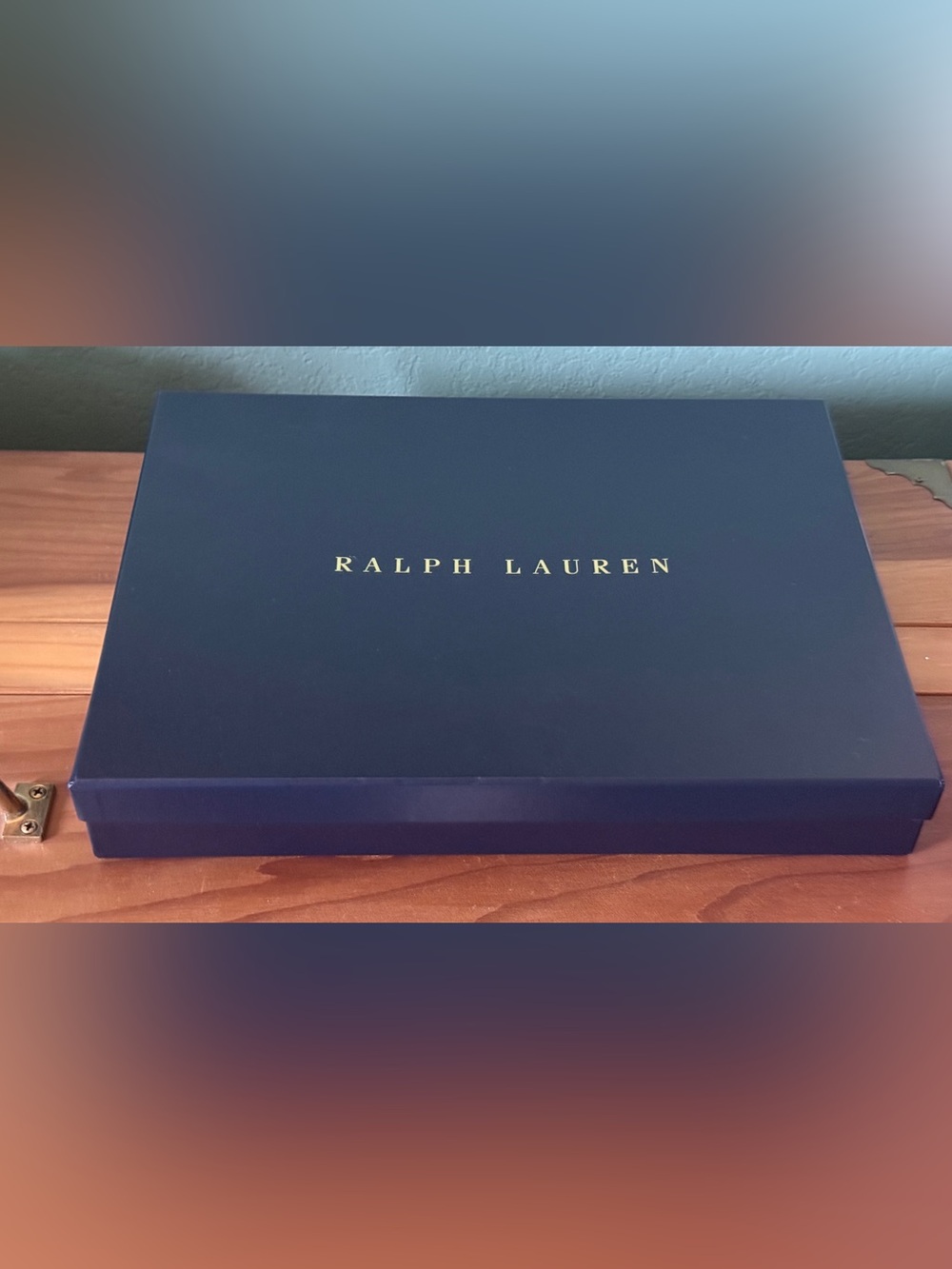 Ralph Lauren Large Empty Gift Box 13.5” Navy Blue Gold Logo Tissue Paper
